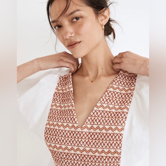 Madewell Embroidered Poplin V Neck Mini Dress NF854 - Picture 4 of 11